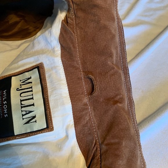 Preowned 1990’s circa, Mens Large, tan/brown leather jacket/coat - Picture 4 of 12